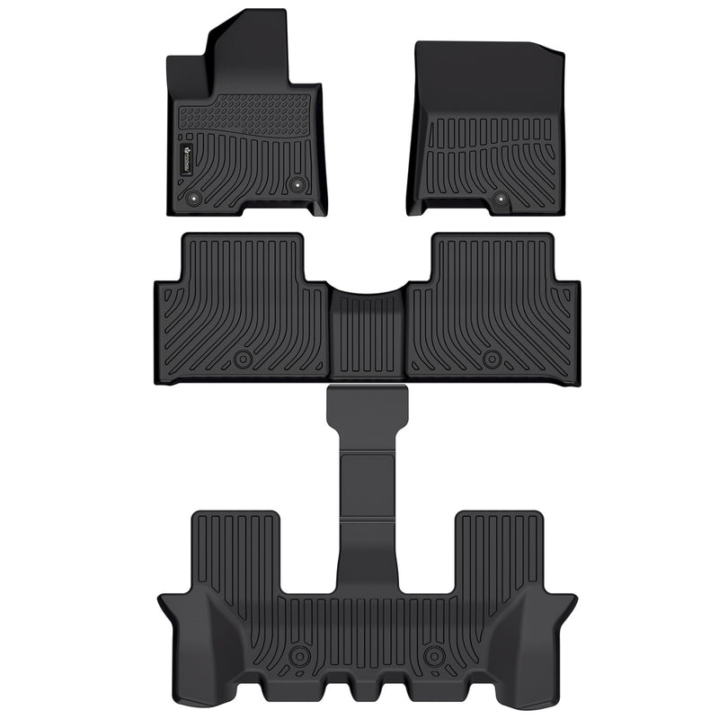 Findway F100 3D Car Floor Mat / Liner (1st Row, 2nd Row & 3rd Row) for 2021-2025 Kia Sorento Hybrid (PHEV) 6-Seater / 7-Seater - 3432AN