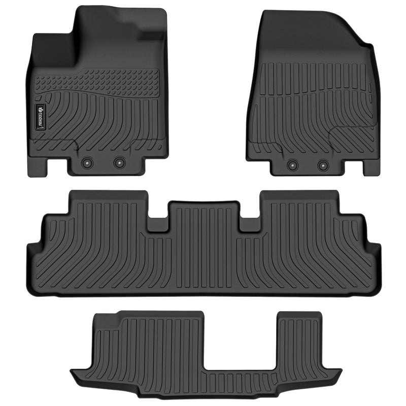 Findway F100 3D Car Floor Mat / Liner (1st Row, 2nd Row & 3rd Row) for 2022-2024 Nissan Pathfinder 8-Seater / 2022-2024 Infiniti QX60 7-Seater - 4635AN