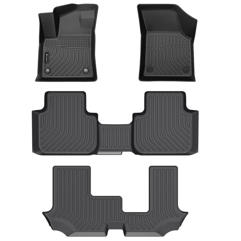 Findway F100 3D Car Floor Mat / Liner (1st Row, 2nd Row & 3rd Row) for 2018-2024 Volkswagen Atlas 7-Seater - 6340AN