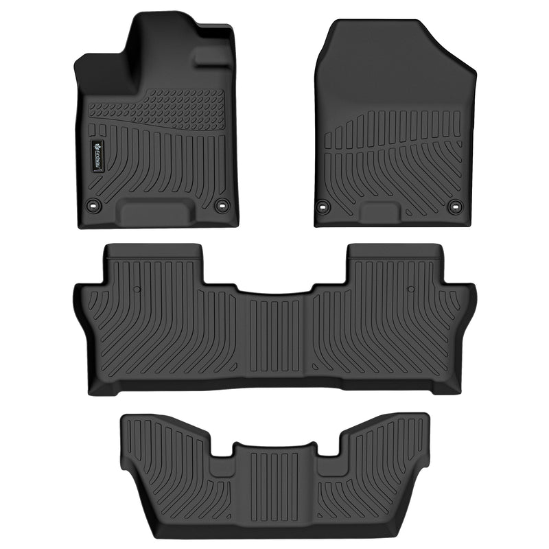 Findway F100 3D Car Floor Mat / Liner (1st Row, 2nd Row & 3rd Row) for 2016-2022 Honda Pilot 7-Seater - 2631AN