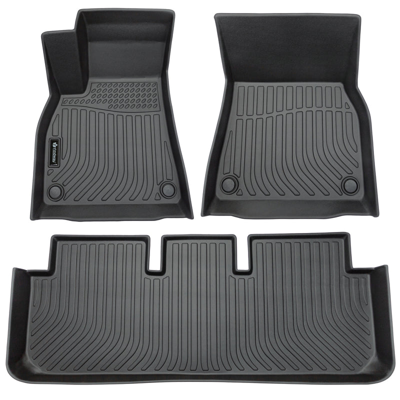 Findway F100 3D Car Floor Mat / Liner (1st Row & 2nd Row) for 2021-2024 Tesla Model S - 65050N