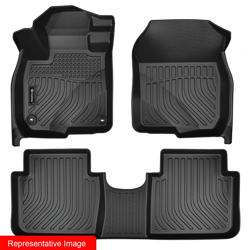 Findway F100 3D Car Floor Liner (1st Row & 2nd Row) for 2014-2018 Chevrolet Silverado 1500 Crew Cab 5-Seater / 2014-2018 GMC Sierra 1500 Crew Cab 5-Seater - 12340N