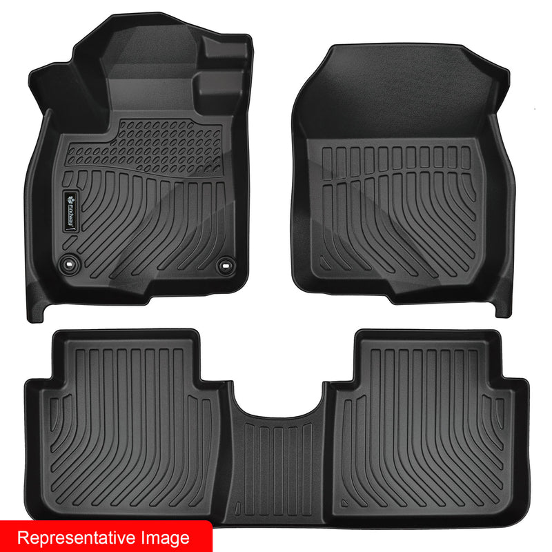 Findway F100 3D Car Floor Liner (1st Row & 2nd Row) for 2017-2022 Ford F-250 / F-350 / F-450 5-Seater with Rear Under Seat Fold-Flat Storage - 22330N