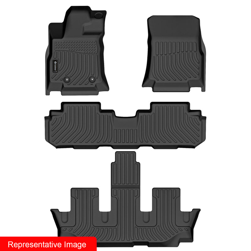 Findway F100 3D Car Floor Liner (1st Row, 2nd Row & 3rd Row) for 2021-2024 Jeep Grand Cherokee L 6-Seater w/ Rear Console - 3323AN